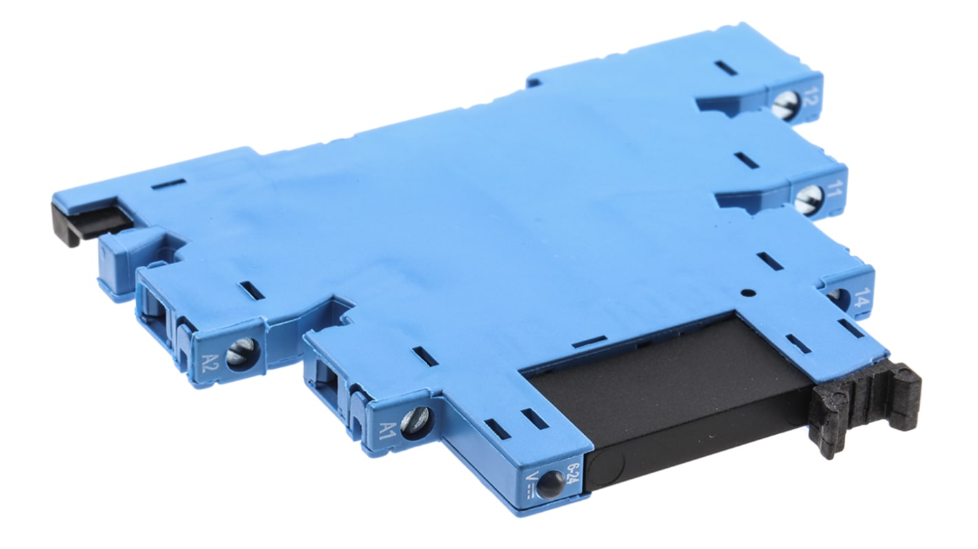 Finder 38.81.7.024.8240, relè d'interfaccia SPST per guida DIN, tensione bobina 24V cc, dimensioni 87.9 x 75.6mm.