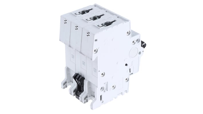Interruttore magnetotermico ABB S203M-C40, 3 poli, 40A, montaggio su guida DIN, dimensioni 88mm x 52.5mm x 69mm.