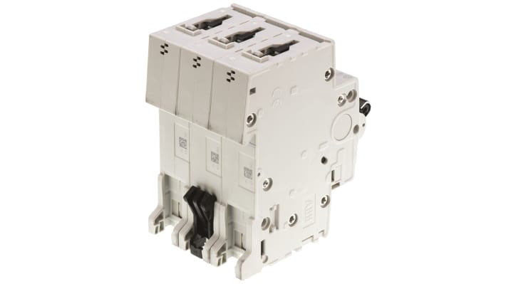 Interruttore magnetotermico ABB 3P 63A, Tipo C, montaggio su guida DIN, larghezza 52.5 mm, capacità di rottura 10 kA.