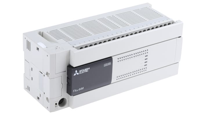 Modulo logico Mitsubishi Electric FX3U-64MR/ES per guida DIN, 32 ingressi e uscite relè, dimensioni 220 x 90 x 86 mm.
