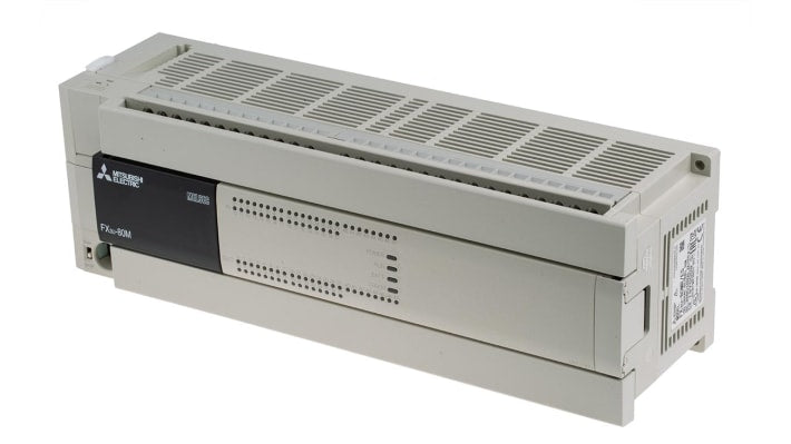 Modulo logico Mitsubishi Electric FX3U-80MR/ES per guida DIN, 40 ingressi/uscite relè, dimensioni 285 x 90 x 86 mm.