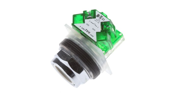 Pulsante SPST Schneider Electric 9001KR1UH5, montaggio a pannello, IP66, 3A, 240V AC, diametro foratura 30mm.