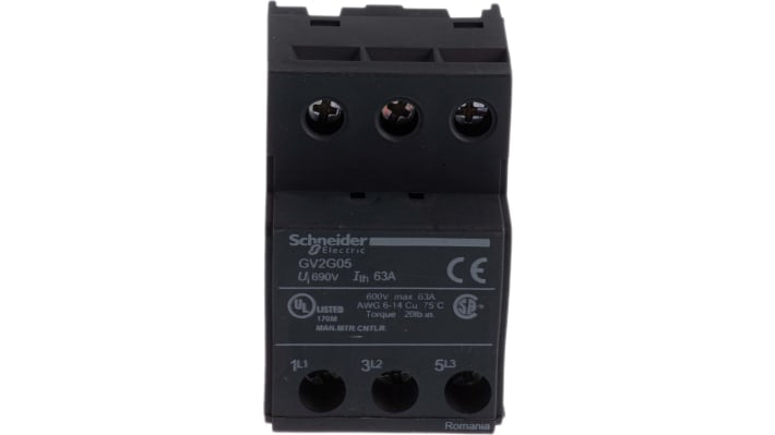 Morsettiera di potenza Schneider Electric GV2G05 per Serie GV2. Compatibile con interruttori protezione motori e morsettiera ausiliaria.