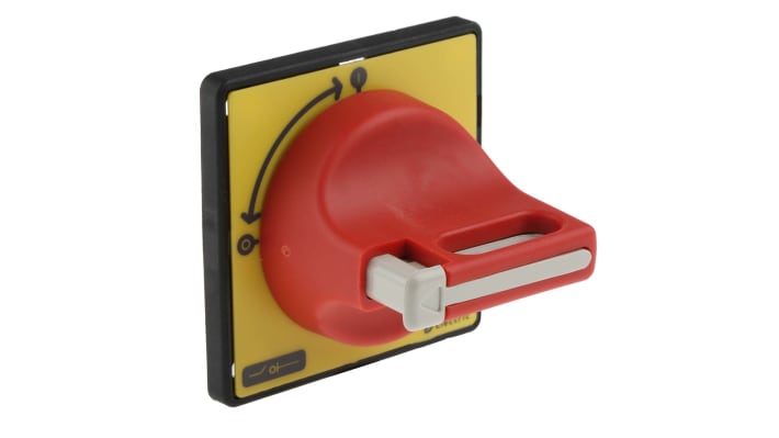 Maniglia rotante Schneider Electric KCF1PZ, IP65, per sezionatori - Serie Harmony K. Rosso, bloccabile con lucchetto per una manutenzione sicura.