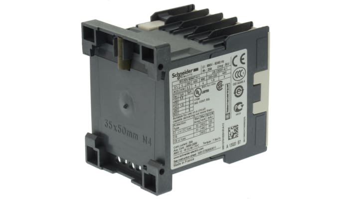 Contattore miniaturizzato Schneider Electric LC1K0901B7, 3 poli 9A 24V c.a. per applicazioni AC-3. Alta affidabilità e facile installazione.