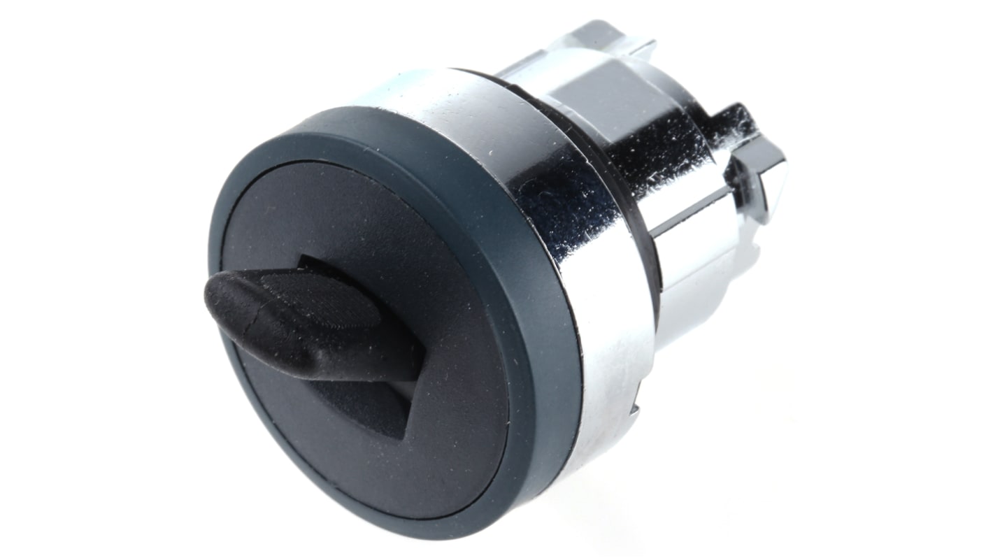 Testa selettore Schneider Electric ZB4BD28 Harmony XB4, Ø 22mm, IP69. Ideale per interruttori a levetta ZB4-BD, a due posizioni. Compatibile con collari e corpi contatto.