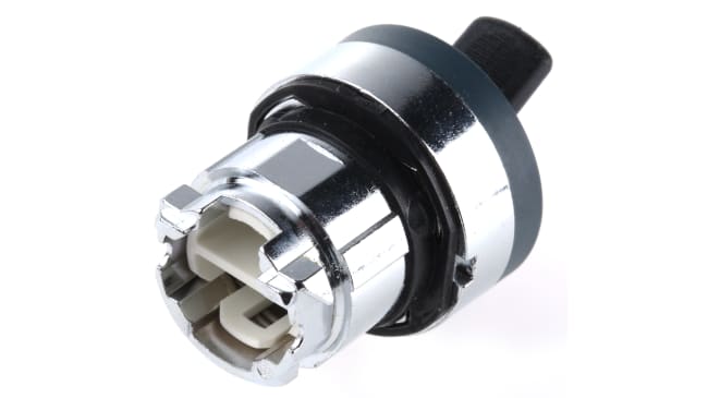 Testa selettore Schneider Electric ZB4BD28 Harmony XB4, Ø 22mm, IP69. Ideale per interruttori a levetta ZB4-BD, a due posizioni. Compatibile con collari e corpi contatto.