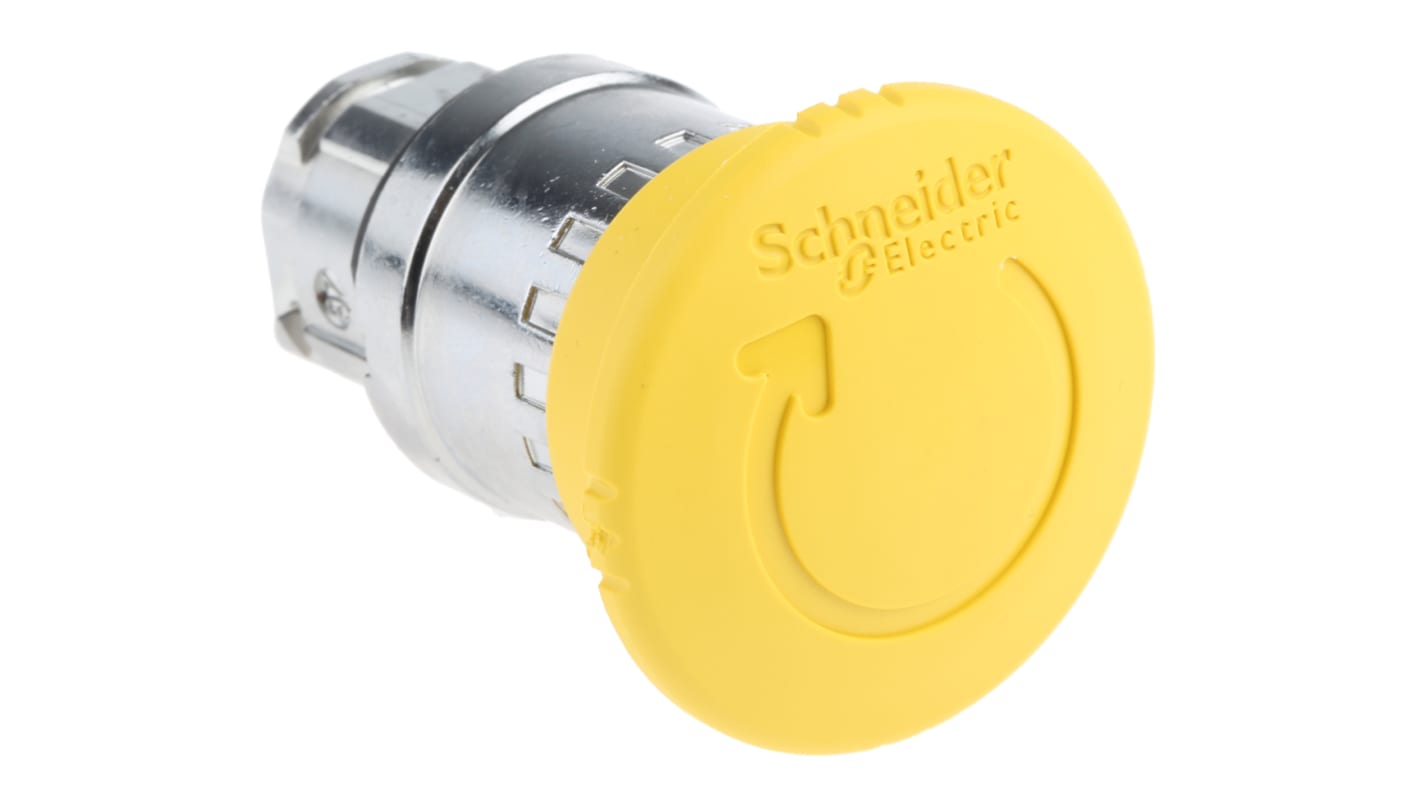 Attuatore pulsante rotante Schneider Electric ZB4BS55, testa a fungo gialla, montaggio a pannello, diametro 40mm, protezione IP66/IP67/IP69K.