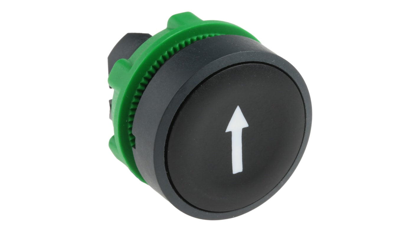 Attuatore pulsante Schneider Electric ZB5AA335, ritorno a molla, testa rotonda nera, IP66/IP67/IP69K, per corpi Harmony XB5, diametro foro 22mm.