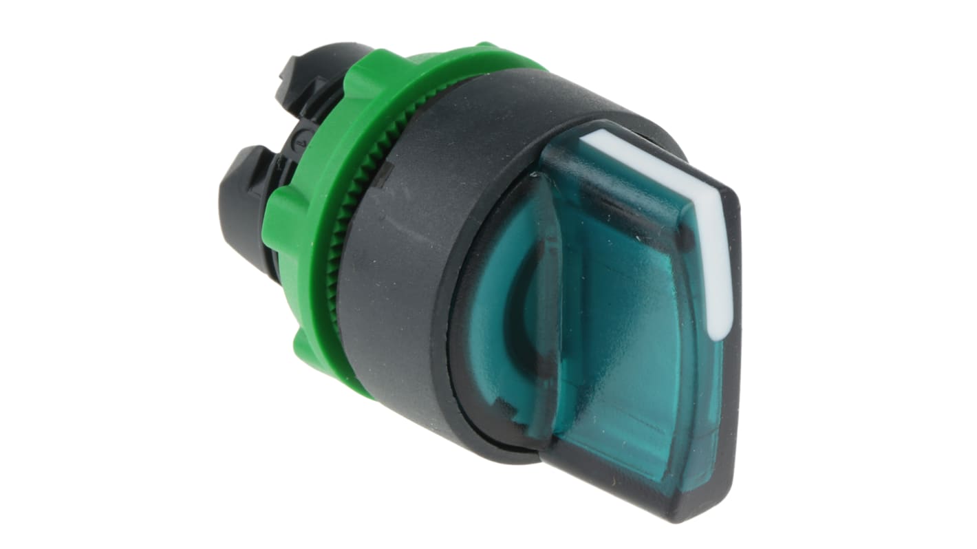 Testa selettore verde Schneider Electric ZB5AK1233 per controlli industriali, montaggio a pannello Ø 22mm - Harmony XB5. IP69K, resistente agli urti.