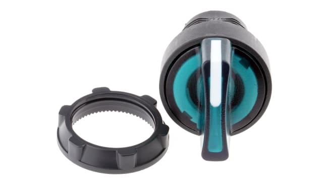 Selettore a 3 posizioni Schneider Electric Harmony XB5, diametro 22 mm, illuminato, colore verde, protezione IP66/IP67/IP69.