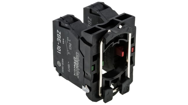 Blocco contatti Schneider Electric ZB5AZ105: 1NA + 1NC, 600V, terminali a vite. Ideale per automazione industriale, resistente e facile da installare.