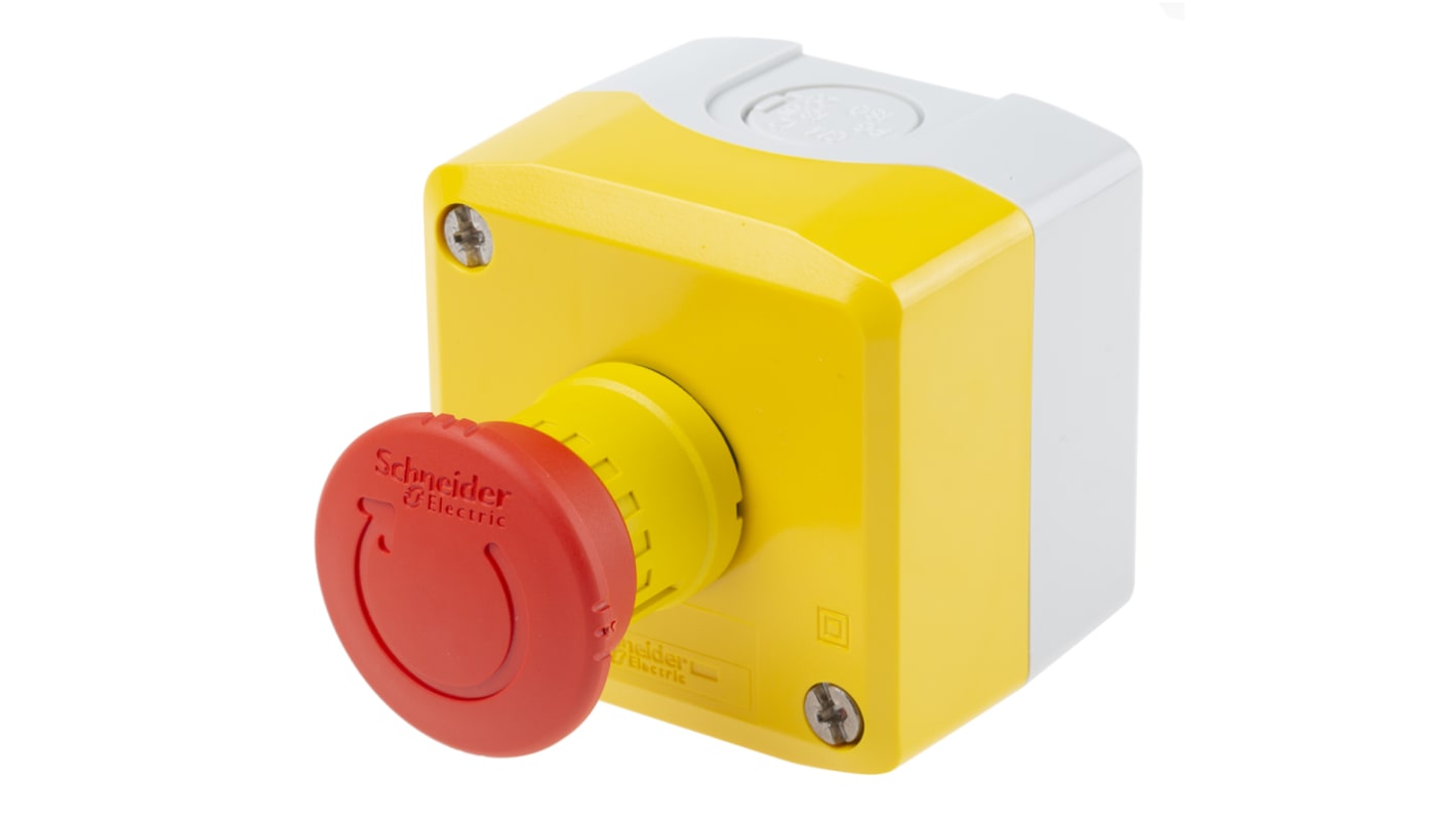 Schneider Electric XALK178G Pulsante di arresto di emergenza, montaggio superficiale, serie Harmony XALK. Resistente, affidabile e conforme alle normative di sicurezza.