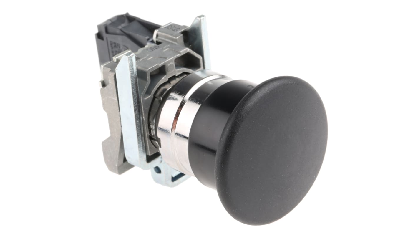 Pulsante a fungo Schneider Electric XB4BC21, SPST, montaggio a pannello, diametro 22 mm, protezione IP66/IP69K, attivazione momentanea.