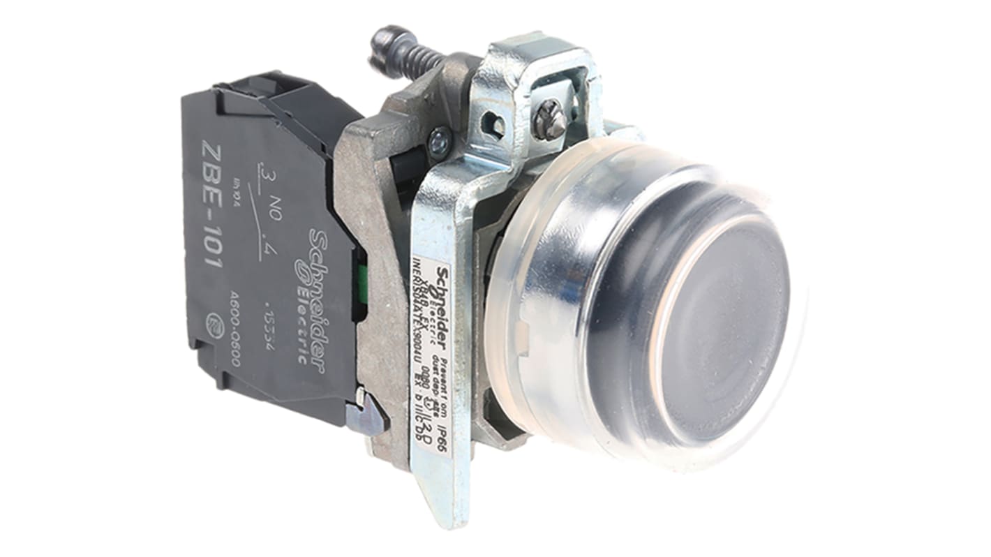 Pulsante SPST Schneider Electric XB4BP21EX, montaggio a pannello, diametro 22 mm, colore nero, grado di protezione IP66/IP67.