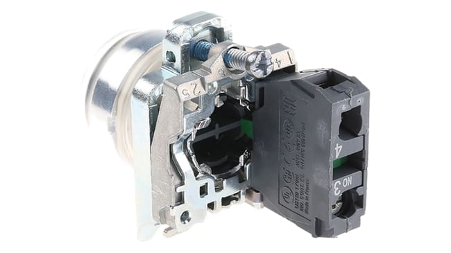 Pulsante SPST Schneider Electric XB4BP21EX, montaggio a pannello, diametro 22 mm, colore nero, grado di protezione IP66/IP67.