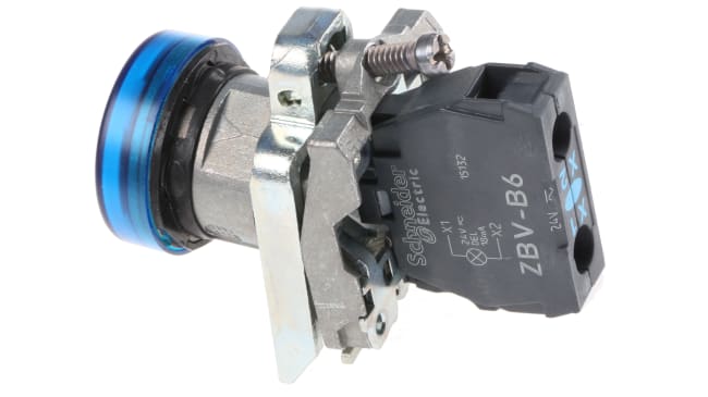 Lampada Pilota LED Universale 22mm Schneider Electric XB4BVB6 - Montaggio a Pannello IP66/IP67/IP69K per ambienti industriali.