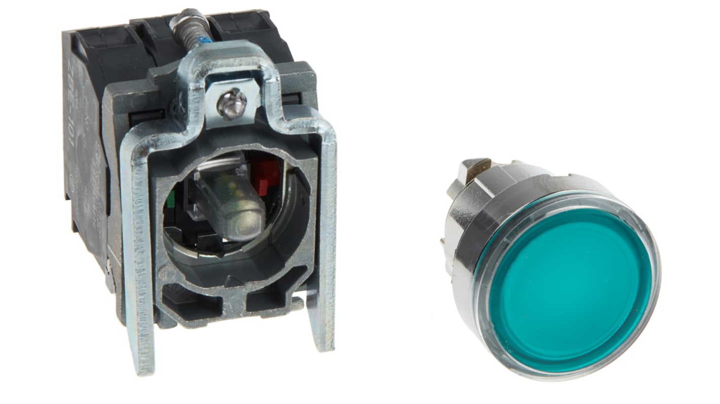 Pulsante luminoso verde Schneider Electric XB4BW33M5 - Serie Harmony XB4, resistente, IP66/IP67/IP69K. Ideale per ambienti industriali.