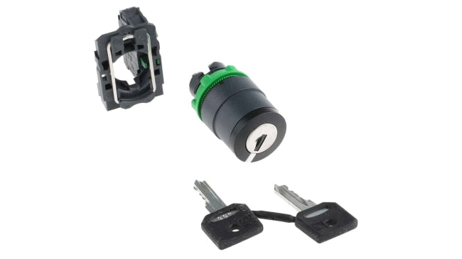 Interruttore a chiave Harmony XB5 Schneider Electric XB5AG41, 2 posizioni. Durata 1.000.000 cicli, metallo cromato resistente. Adatto per controlli industriali sicuri.