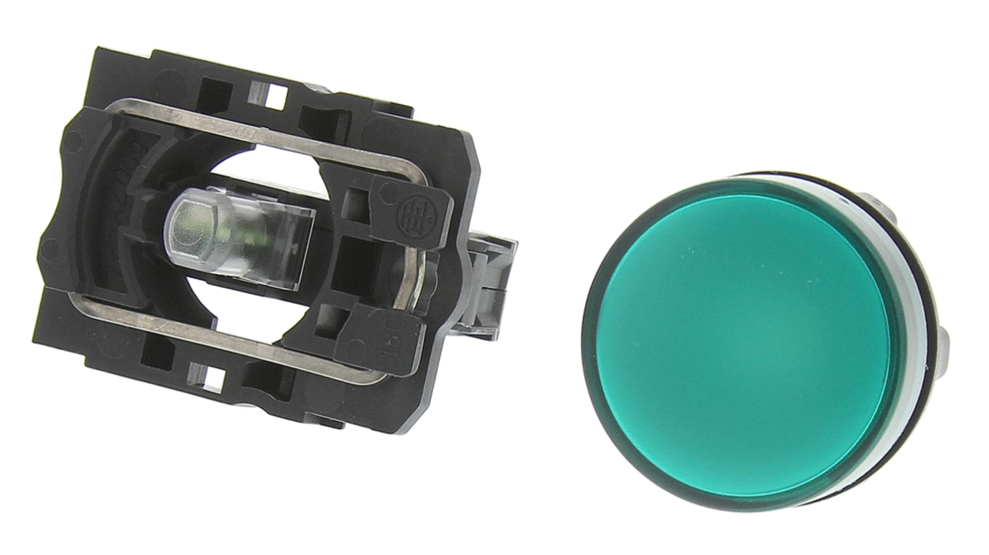 Spia LED universale 22mm Schneider Electric XB5AVB3, montaggio a pannello IP66/IP67/IP69K per ambienti industriali. Alta resistenza e durata.