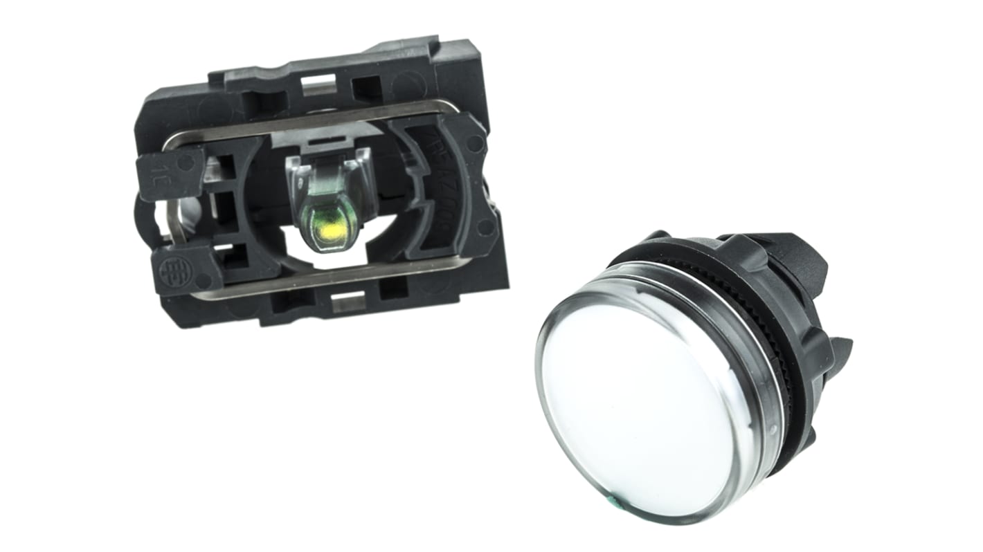 Spia LED universale Schneider Electric, montaggio a pannello, diametro foro 22 mm, colore bianco, protezione IP66/IP67.