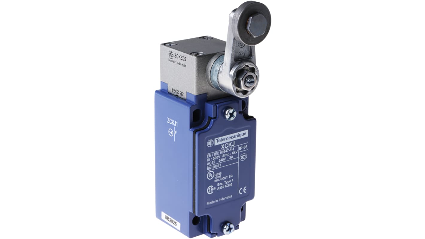 Interruttore di fine corsa Telemecanique Sensors XCKJ10513, leva in acciaio, NO/NC, 240V, 10A, IP66 - Ideale per applicazioni industriali.