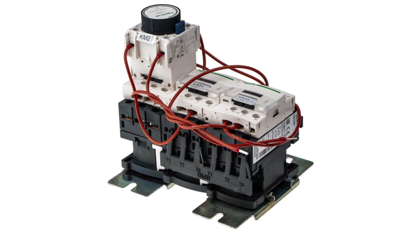 Starter stella-triangolo Schneider Electric LC3D12AP7, 11 kW, 12 A, 440 V, IP20, dimensioni 124 x 143 x 139 mm, adatto per applicazioni pesanti.