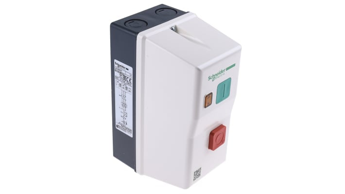 Starter DOL automatico Schneider Electric LE1M35V7, potenza 7,5 kW, 16 A, IP65, montaggio su guida DIN, dimensioni 160x78x108 mm.