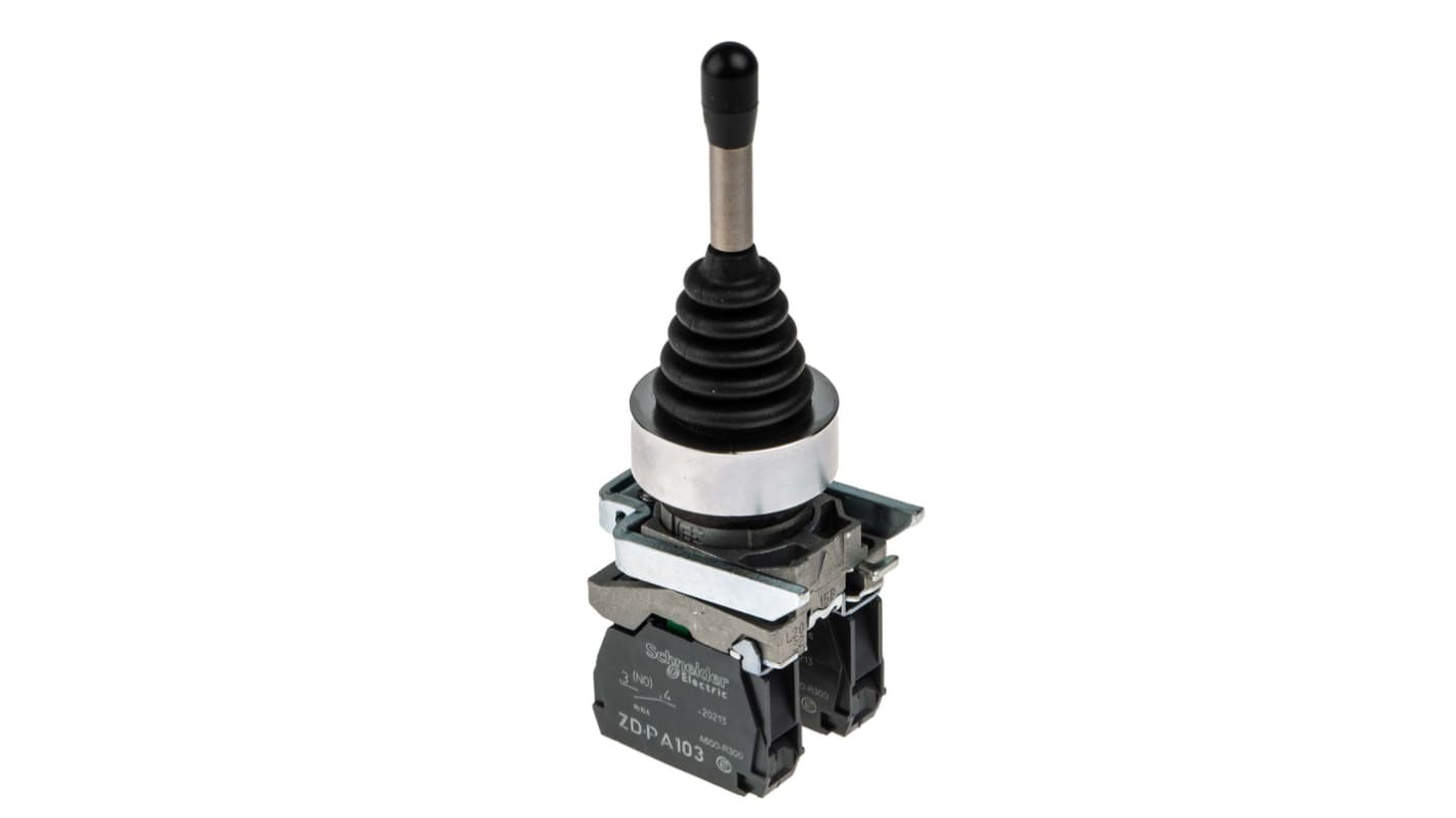 Interruttore joystick Schneider Electric XD4PA22 - 220mA, 600V - Serie Harmony XD4 - Protezione IP66 - Durata meccanica 1.000.000 cicli - Ideale per gru industriali e impianti.