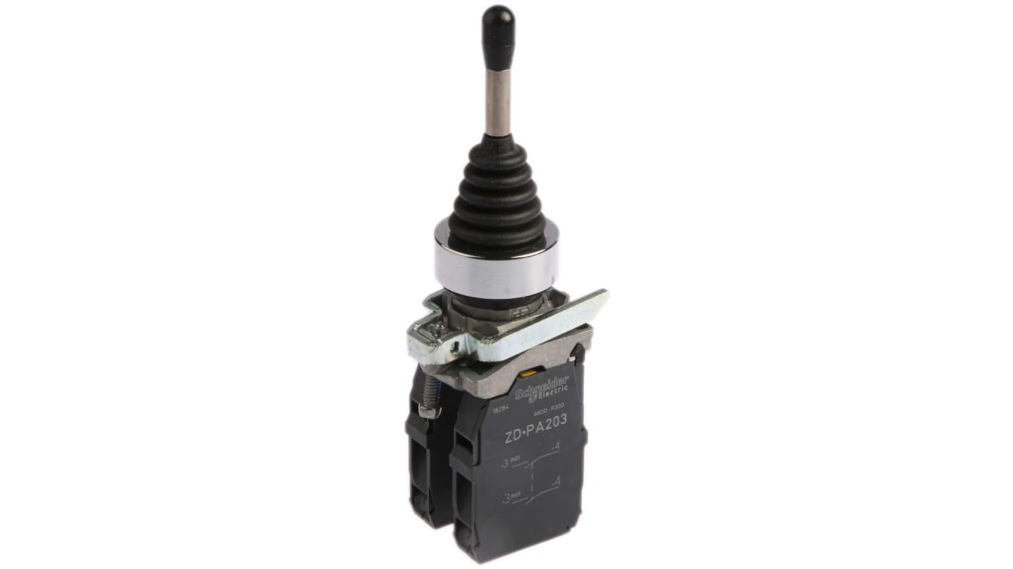 Interruttore a joystick Schneider Electric XD4PA24, 4 assi, IP66, 220mA, 600V c.a. - Serie Harmony XD4 per macchine pesanti.