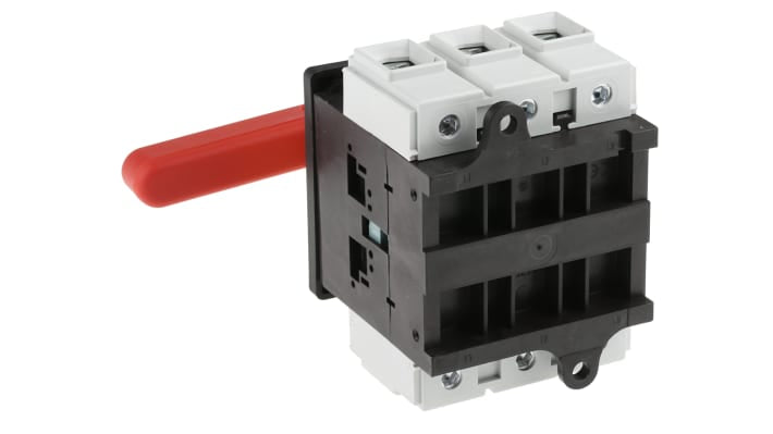 Interruttore di isolamento Schneider Electric VCF5, 3 poli, 125A, 690V, maniglia rossa, lucchettabile, per applicazioni industriali.