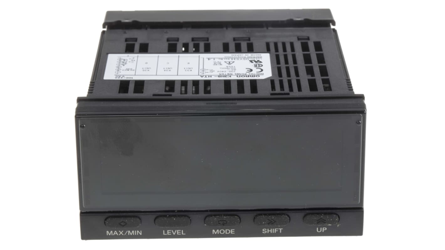 Indicatore di temperatura Omron K3HB-HTA 100/240VAC, formato DIN 1/8, display LED, ingresso termocoppia e PT100.