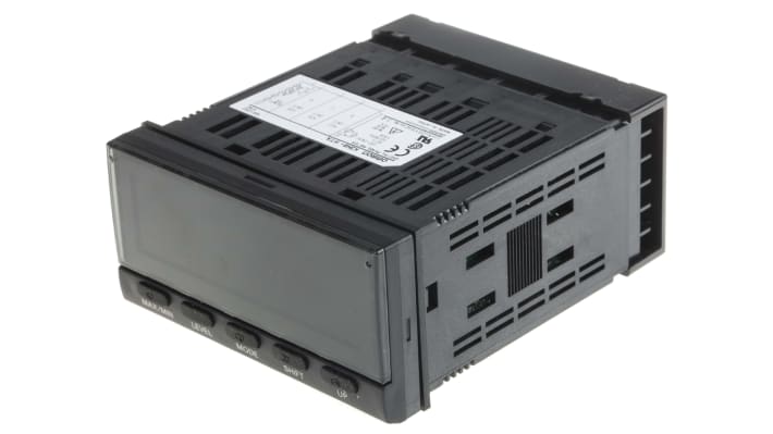Indicatore di temperatura Omron K3HB-HTA 100/240VAC, formato DIN 1/8, display LED, ingresso termocoppia e PT100.