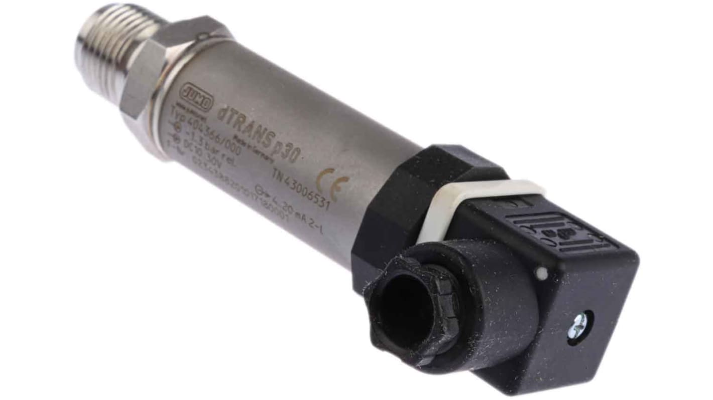 Sensore di pressione Jumo 404366/000-481-405-504-20-61/000, gamma -1 a 3 bar, uscita 4-20 mA, corpo in acciaio inox, IP65.