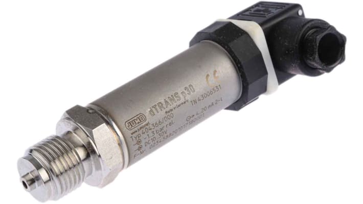 Sensore di pressione Jumo 404366/000-481-405-504-20-61/000, gamma -1 a 3 bar, uscita 4-20 mA, corpo in acciaio inox, IP65.