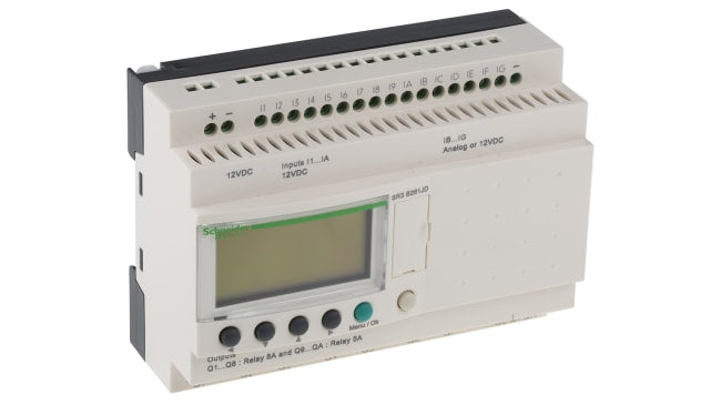 Modulo logico Schneider Electric SR3B261JD - 16 ingressi 10 uscite, Serie Zelio Logic, ideale per automazione industriale e commerciale.