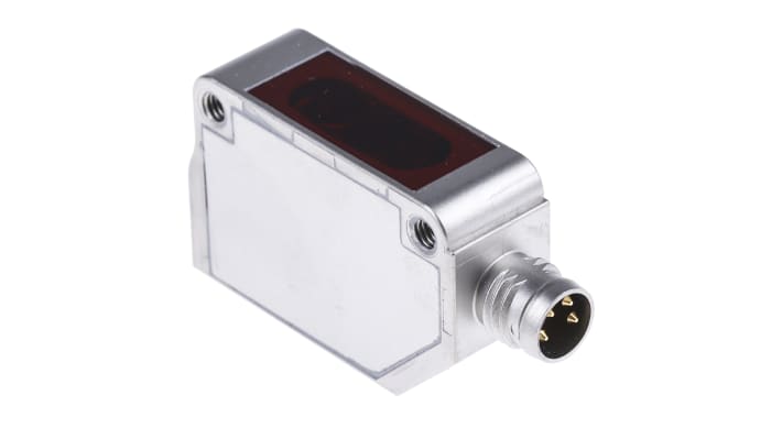 Omron E3ZM-R86, sensore fotoelettrico rettangolare a retroriflessione, rilevamento 100 mm a 4 m, custodia in acciaio inox, IP67/IP69K.