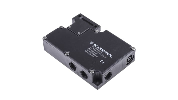 Interruttore di interblocco a solenoide Schmersal AZM 161SK-12/12RKA-110/230, alimentazione 110/230V, grado di protezione IP67.