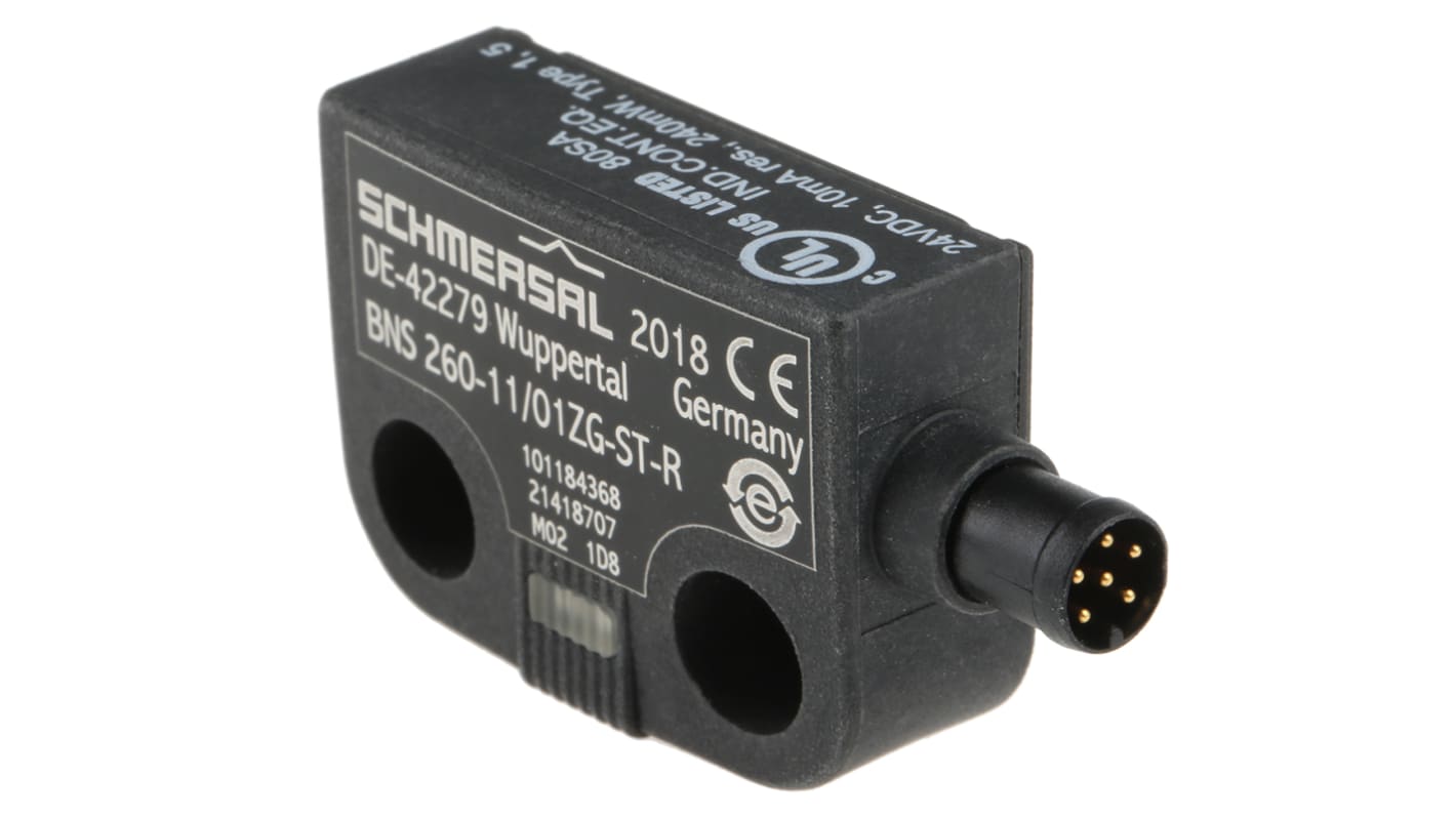 Interruttore di sicurezza Schmersal BNS 260-11/01ZG-ST-R, senza contatto, 24V cc, custodia IP67, dimensioni 52mm x 36mm x 13mm.