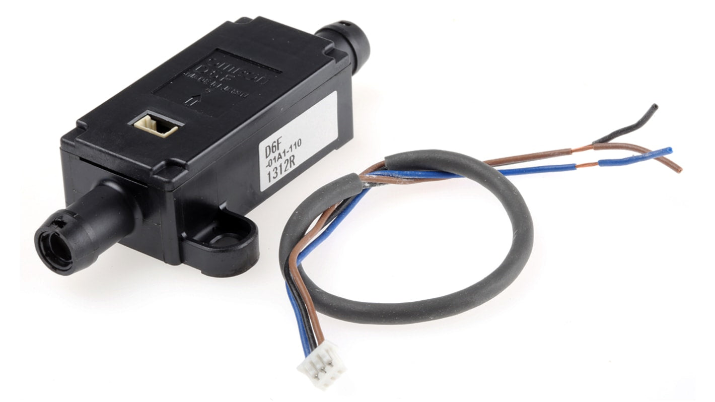 Omron D6F-01A1-110, sistema di controllo della portata con flusso 0-1 L/min, sensore MEMS, uscita analogica.