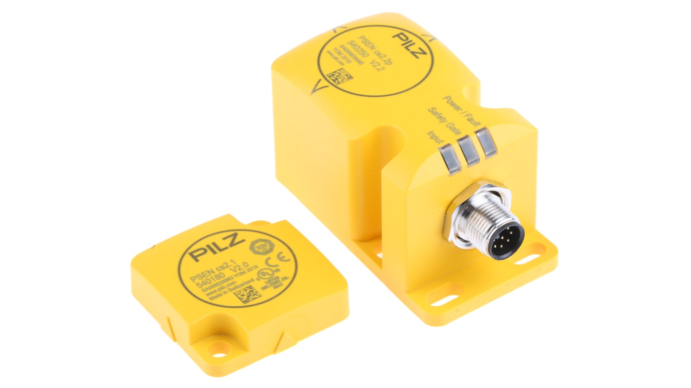 Interruttore di sicurezza senza contatto Pilz PSENmag, 24V cc, distanza di commutazione 15mm, grado di protezione IP67.