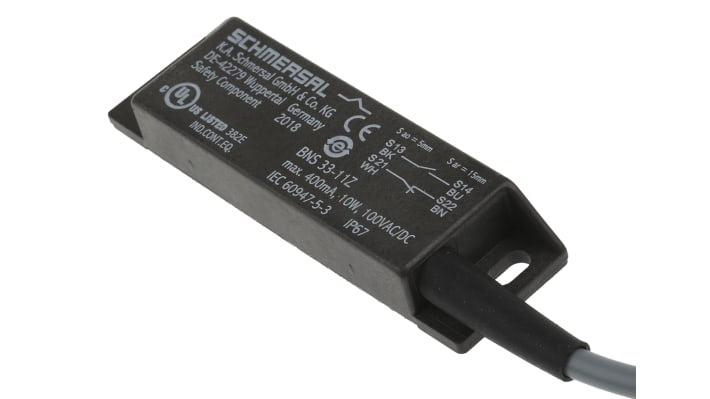 Interruttore di sicurezza Schmersal BNS 33-11Z-2M, magnetico, IP67, dimensioni 88mm x 25mm x 13mm, montaggio insensibile al disallineamento.
