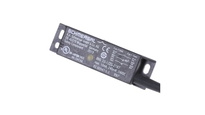 Interruttore di sicurezza Schmersal BNS 33-12ZG-2187-2M, 2NO/NC, IP67, 24V cc, dimensioni 88x50x13 mm, per applicazioni industriali.
