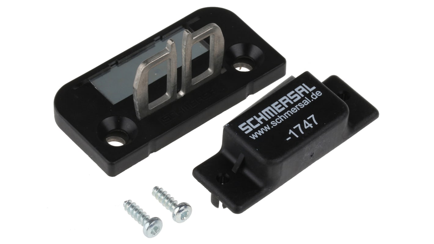 Attuatore Schmersal AZ1516B1 1747 in acciaio inox, per interruttori di sicurezza, montaggio con viti anti-manomissione.