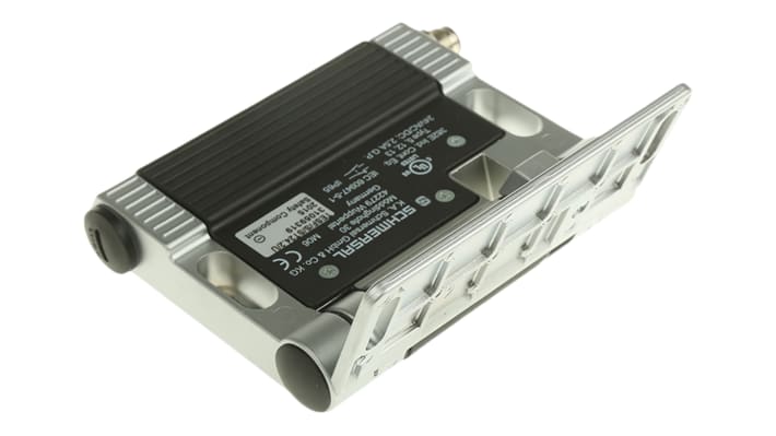 Interruttore di sicurezza a cerniera Schmersal TVS 410ST2-11/11U, 4 A, 24 V c.c., IP65, montaggio su porte a sinistra o destra.