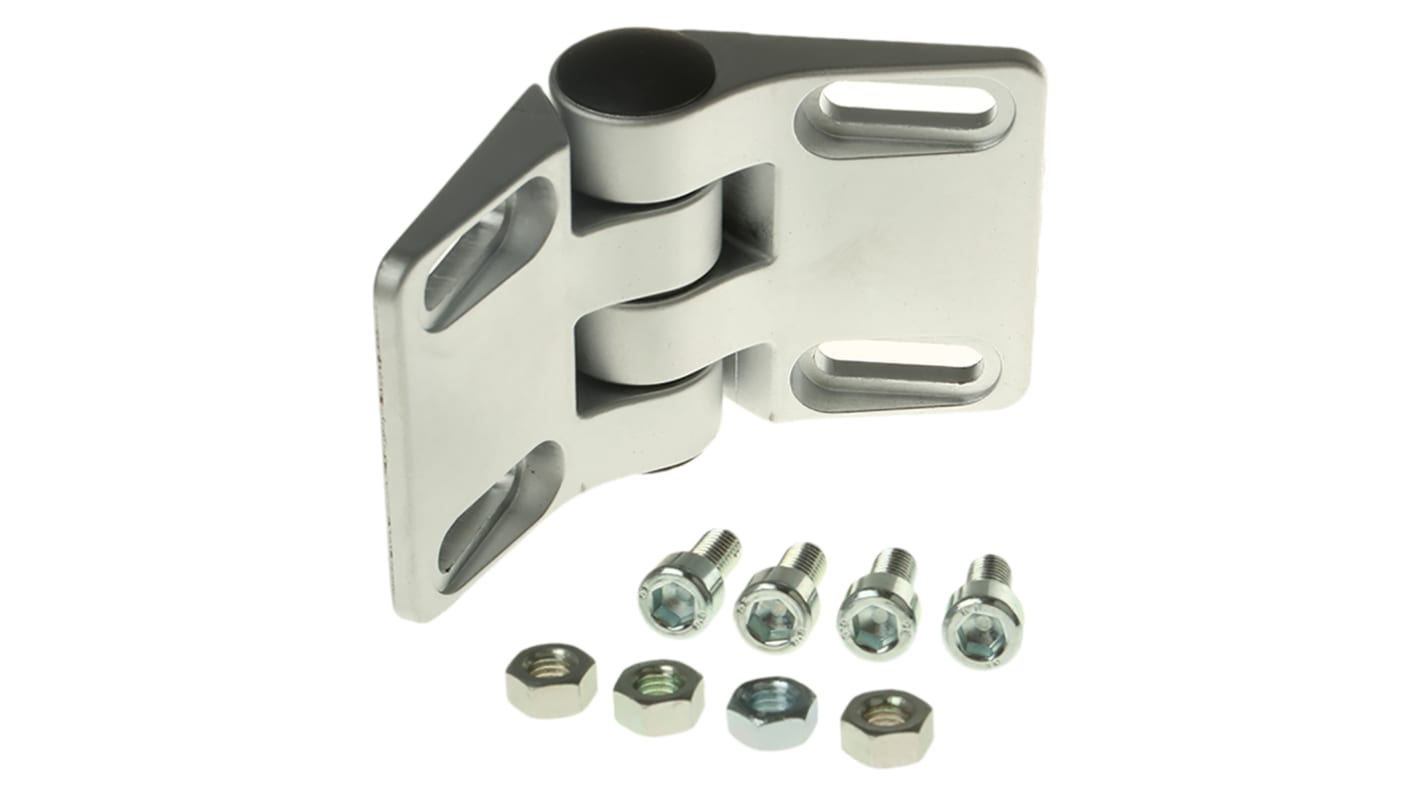 Cerniera metallica Schmersal ADDITIONAL HINGE Z 410 per interruttore TVS410, apertura 180°, IP65, resistente a polvere e spruzzi.