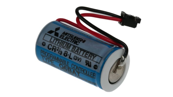 Alimentatore PLC Mitsubishi Electric Q6-BAT, batteria litio 3V, capacità 1800mAh, per automazione industriale.