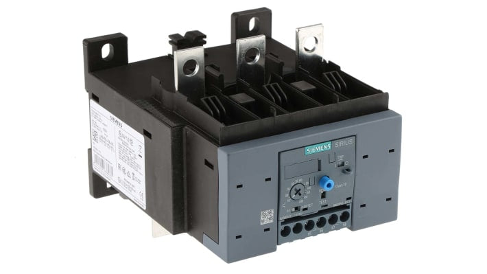 Relè di sovraccarico Siemens 3RB2056-1FC2, 3 poli, carico 50-200 A, montaggio diretto, dimensioni 119 x 120 x 155 mm.