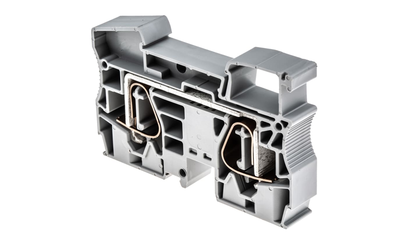 Morsettiera passante Phoenix Contact ST 4-FSI/C grigia, 90A - Fusibile DIN ST 4-FSI/C con tecnologia a molla per guide DIN NS 35/7.5 e NS 35/15. Protezione avanzata per applicazioni ferroviarie.