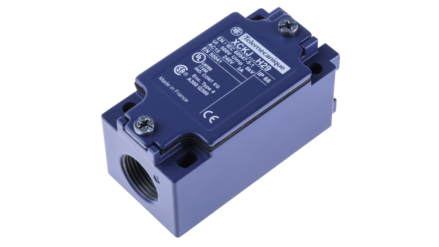 Interruttore di fine corsa Telemecanique Sensors ZCKJ7H29, 2NC, 240V, 10A, IP65, -25/+70°C, assemblabile con corpi ZCKJ e teste ZCKE/Y.